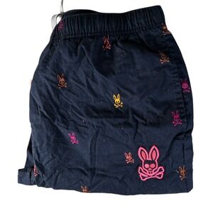 Psycho Bunny Mens Large Navy Blue Embroidered Skull Pajama Lounge Pants Cotton